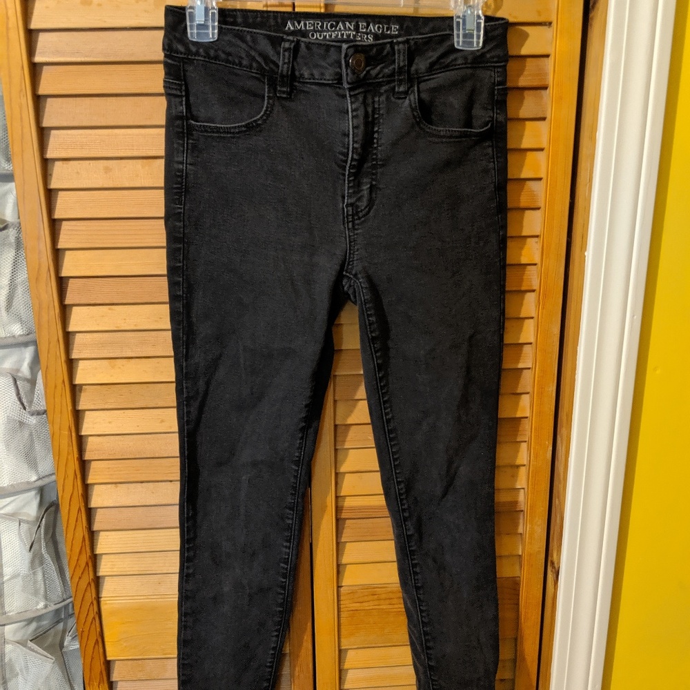 american eagle hi rise jeggings black